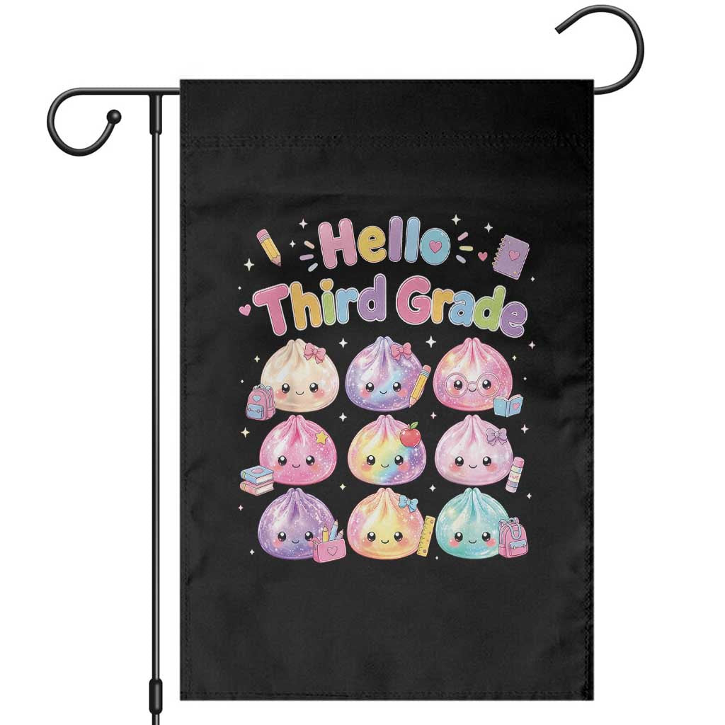 Hello Third Grade Kawaii Glitter Dumplings Graphic Garden Flag Cute Back To School 3rd Grade Girls