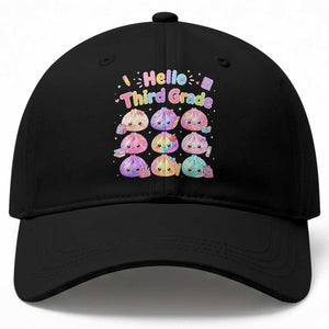 Hello Third Grade Kawaii Glitter Dumplings Graphic Baseball Cap Cute Back To School 3rd Grade Girls