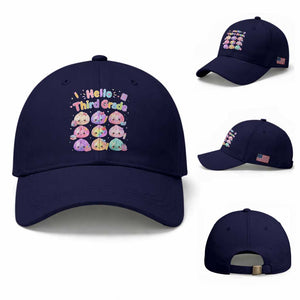 Hello Third Grade Kawaii Glitter Dumplings Graphic Baseball Cap Cute Back To School 3rd Grade Girls