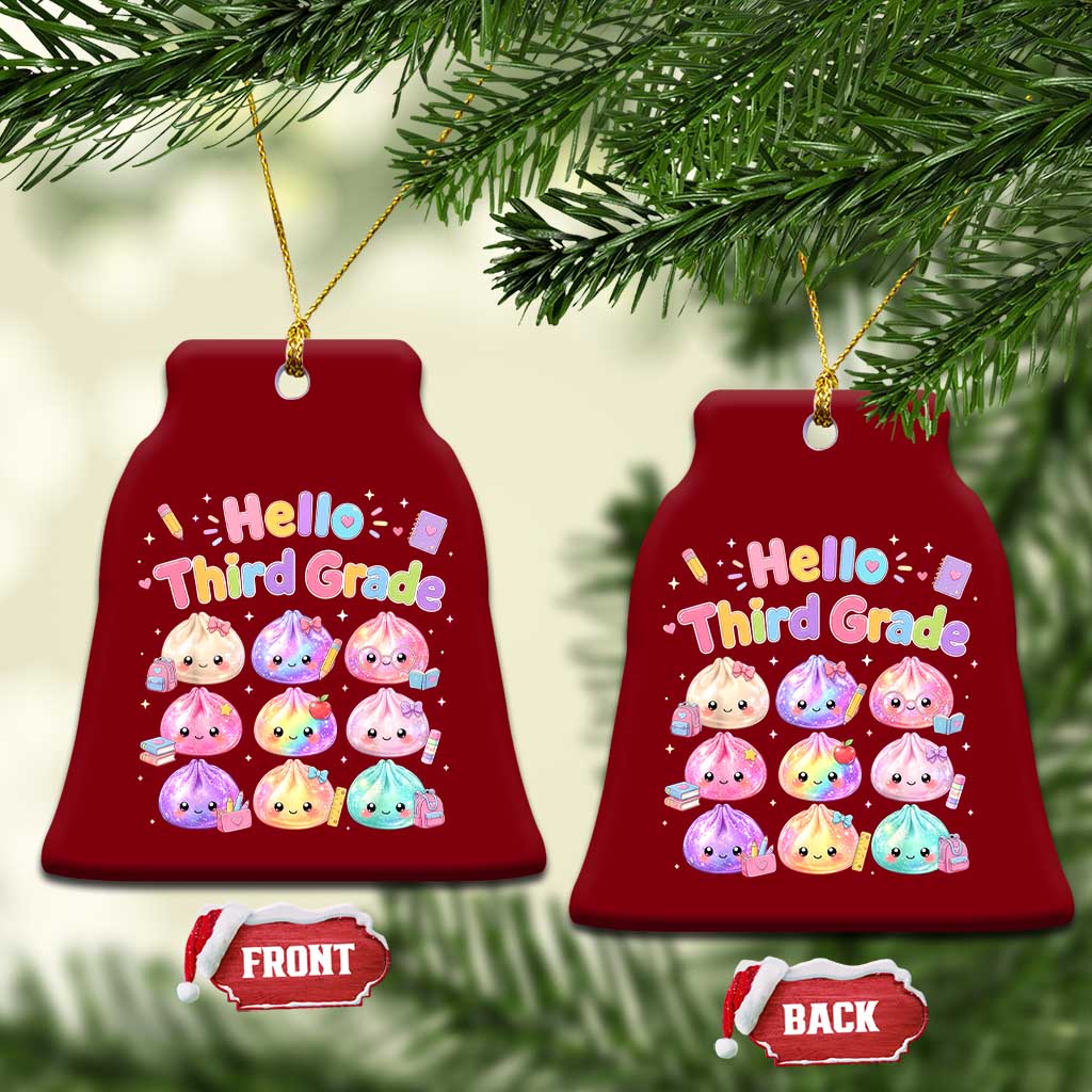 Hello Third Grade Kawaii Glitter Dumplings Graphic Ceramic Ornament Cute Back To School 3rd Grade Girls