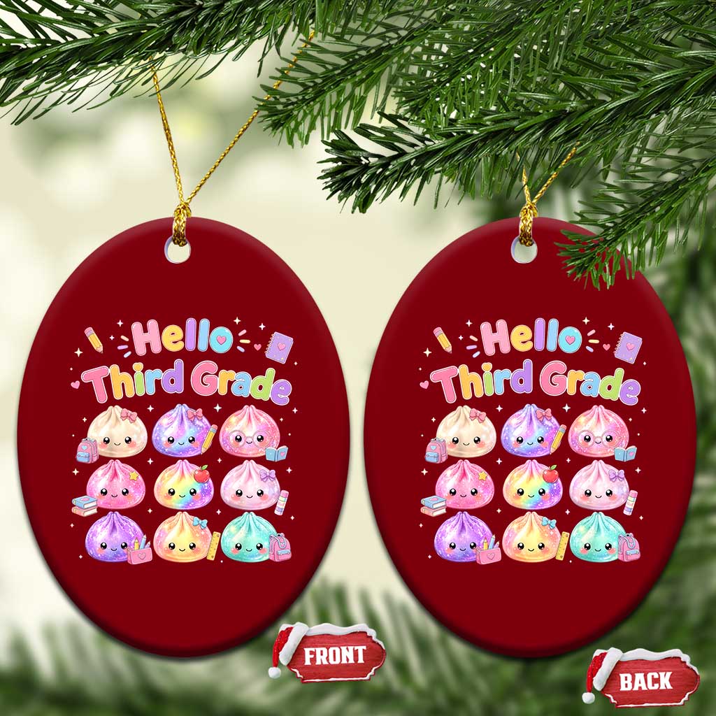 Hello Third Grade Kawaii Glitter Dumplings Graphic Ceramic Ornament Cute Back To School 3rd Grade Girls