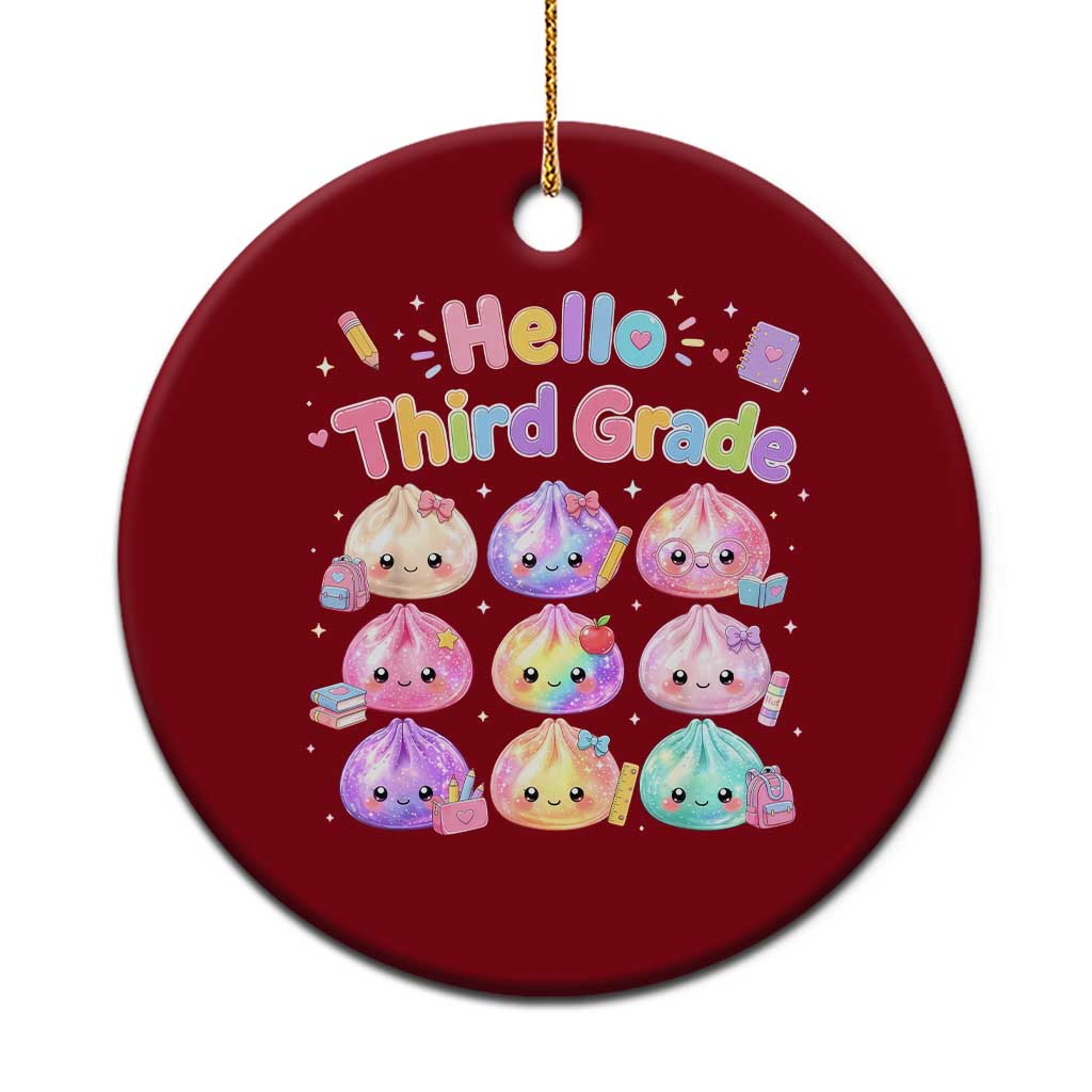 Hello Third Grade Kawaii Glitter Dumplings Graphic Ceramic Ornament Cute Back To School 3rd Grade Girls