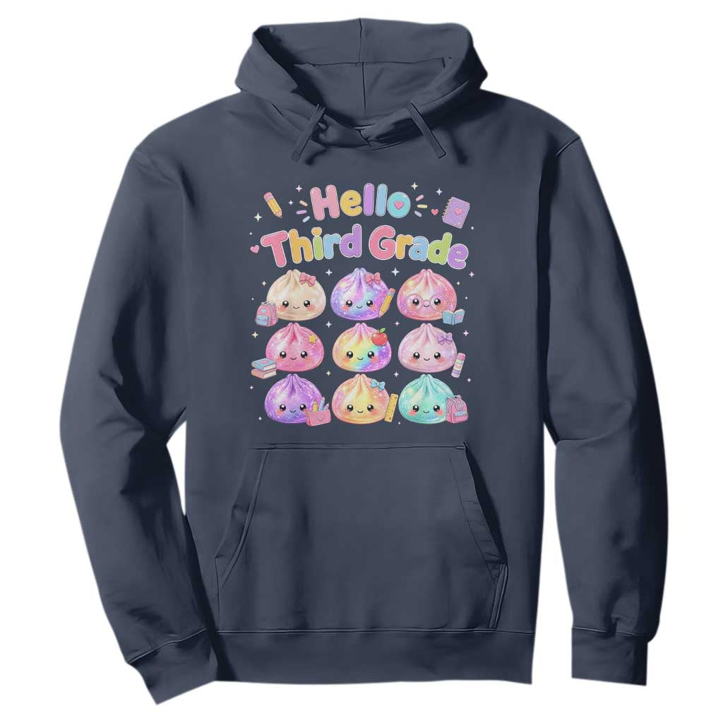 Hello Third Grade Kawaii Glitter Dumplings Graphic Hoodie Cute Back To School 3rd Grade Girls