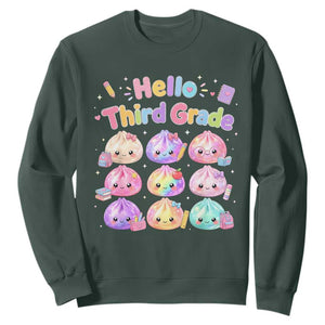 Hello Third Grade Kawaii Glitter Dumplings Graphic Sweatshirt Cute Back To School 3rd Grade Girls