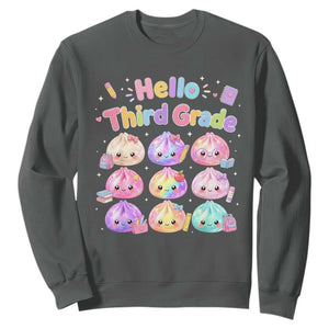Hello Third Grade Kawaii Glitter Dumplings Graphic Sweatshirt Cute Back To School 3rd Grade Girls