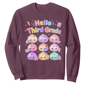 Hello Third Grade Kawaii Glitter Dumplings Graphic Sweatshirt Cute Back To School 3rd Grade Girls