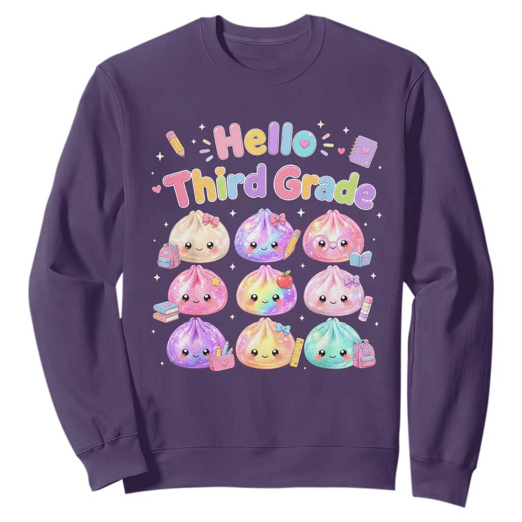 Hello Third Grade Kawaii Glitter Dumplings Graphic Sweatshirt Cute Back To School 3rd Grade Girls