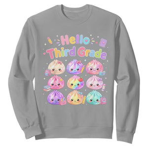 Hello Third Grade Kawaii Glitter Dumplings Graphic Sweatshirt Cute Back To School 3rd Grade Girls