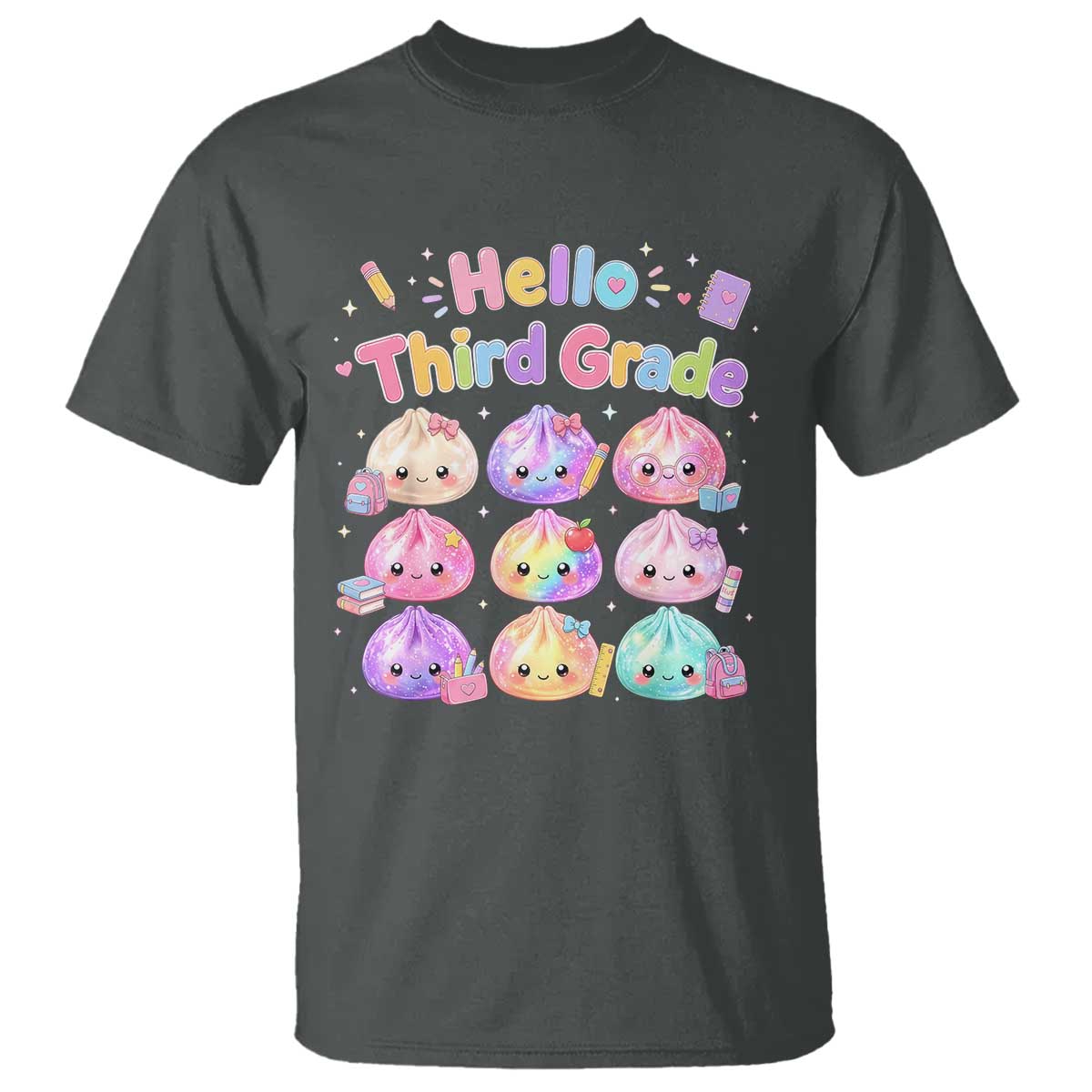 Hello Third Grade Kawaii Glitter Dumplings Graphic T Shirt Cute Back To School 3rd Grade Girls