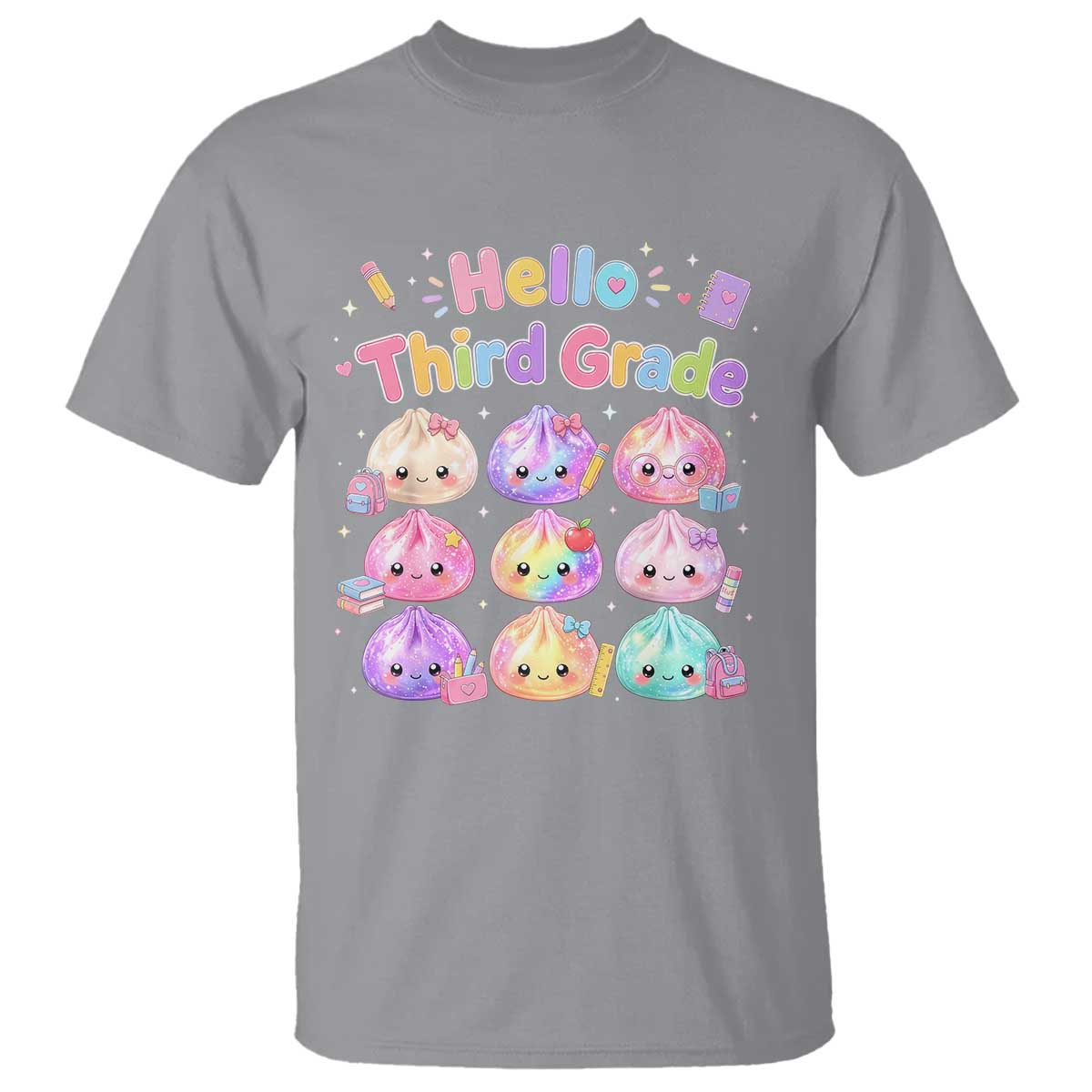 Hello Third Grade Kawaii Glitter Dumplings Graphic T Shirt Cute Back To School 3rd Grade Girls