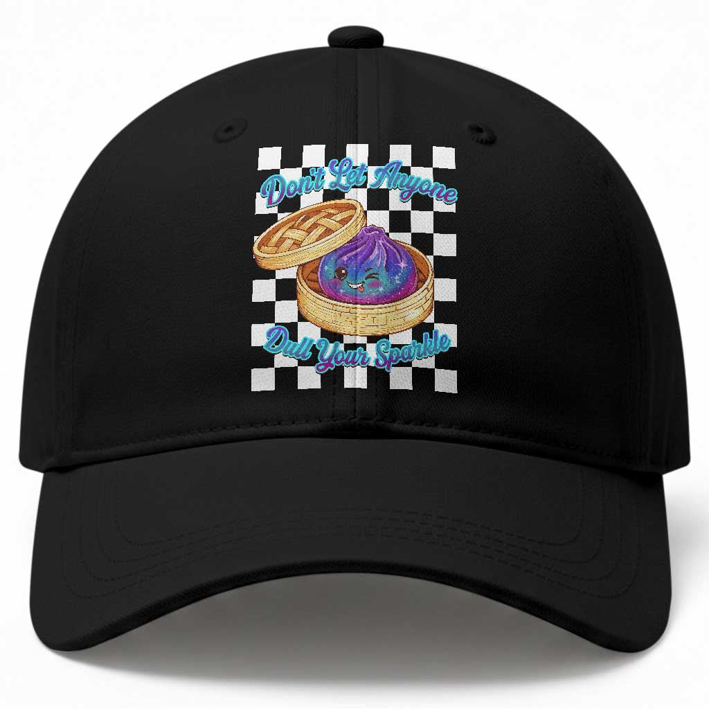 Kawaii Glitter Dumpling Graphic Inspirational Quote Baseball Cap Dont Let Anyone Dull Your Sparkle Cute Bamboo Steamer