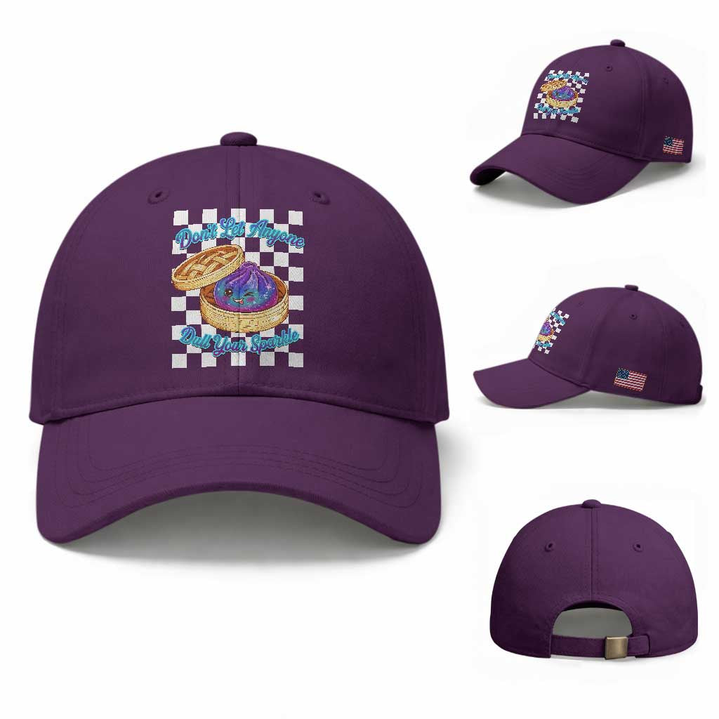 Kawaii Glitter Dumpling Graphic Inspirational Quote Baseball Cap Dont Let Anyone Dull Your Sparkle Cute Bamboo Steamer