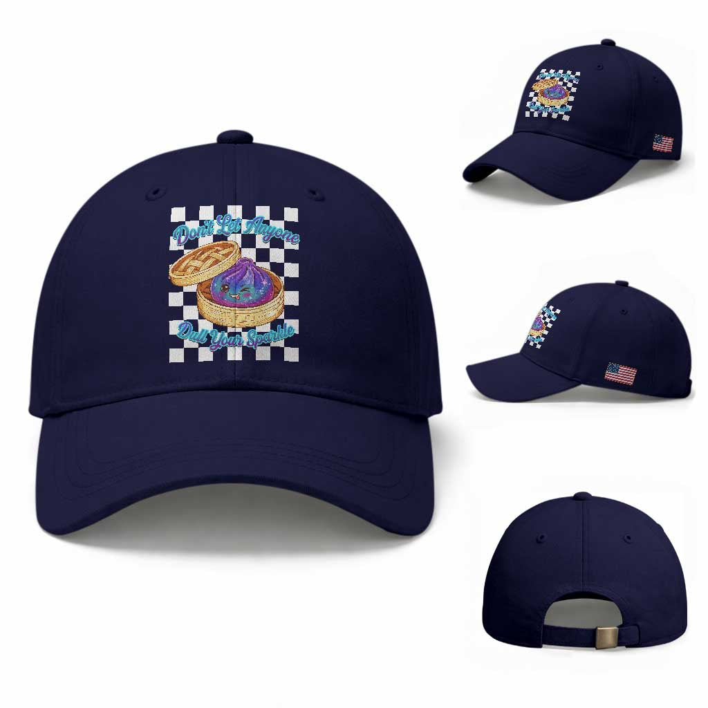 Kawaii Glitter Dumpling Graphic Inspirational Quote Baseball Cap Dont Let Anyone Dull Your Sparkle Cute Bamboo Steamer
