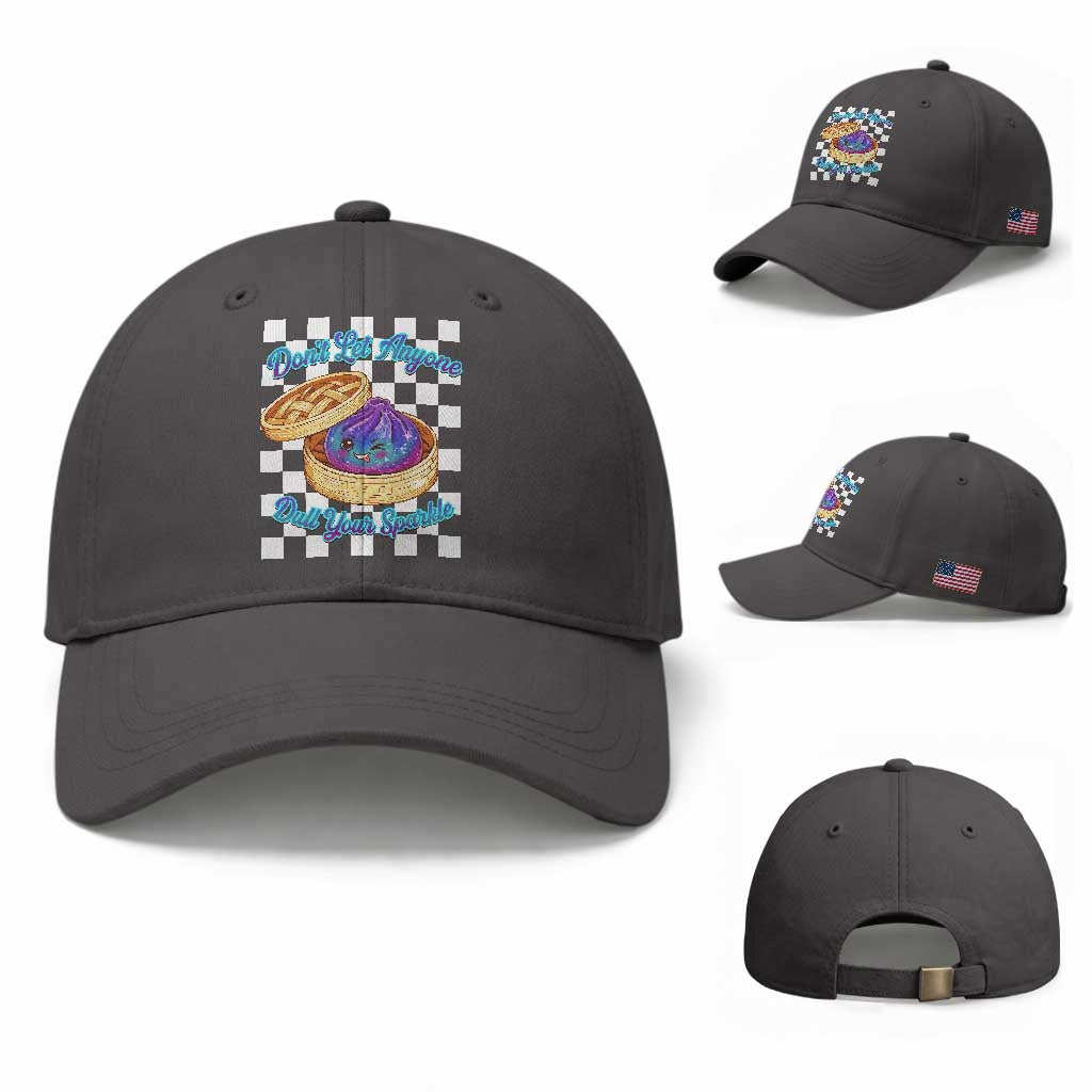 Kawaii Glitter Dumpling Graphic Inspirational Quote Baseball Cap Dont Let Anyone Dull Your Sparkle Cute Bamboo Steamer