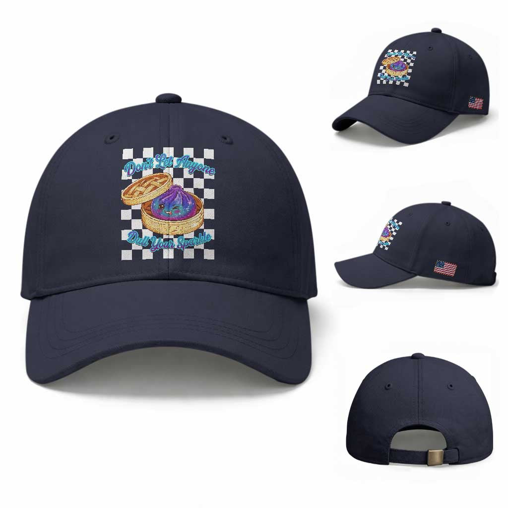 Kawaii Glitter Dumpling Graphic Inspirational Quote Baseball Cap Dont Let Anyone Dull Your Sparkle Cute Bamboo Steamer