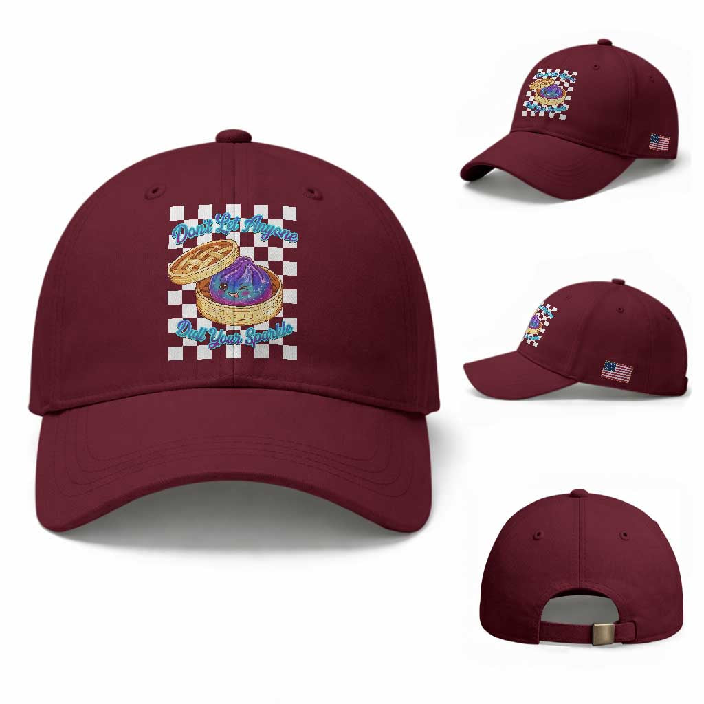 Kawaii Glitter Dumpling Graphic Inspirational Quote Baseball Cap Dont Let Anyone Dull Your Sparkle Cute Bamboo Steamer