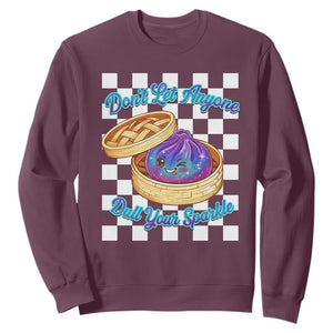 Kawaii Glitter Dumpling Graphic Inspirational Quote Sweatshirt Dont Let Anyone Dull Your Sparkle Cute Bamboo Steamer
