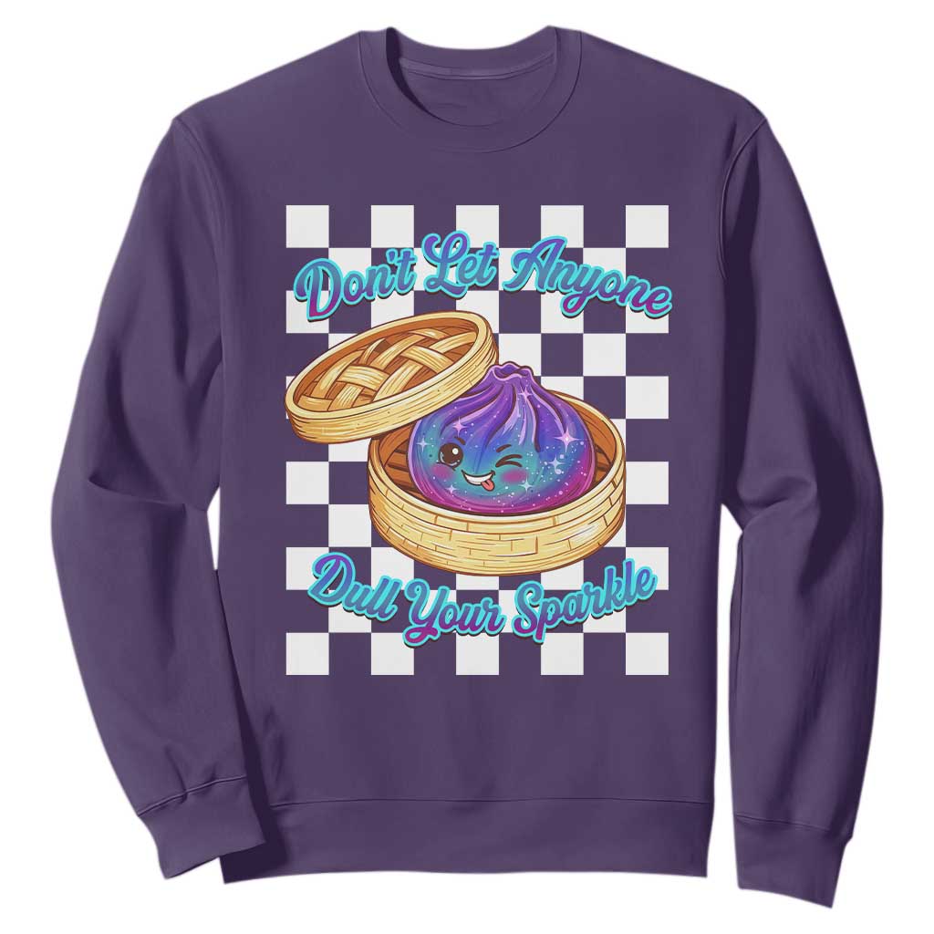 Kawaii Glitter Dumpling Graphic Inspirational Quote Sweatshirt Dont Let Anyone Dull Your Sparkle Cute Bamboo Steamer