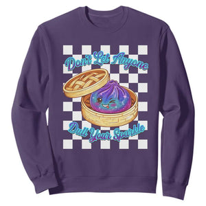 Kawaii Glitter Dumpling Graphic Inspirational Quote Sweatshirt Dont Let Anyone Dull Your Sparkle Cute Bamboo Steamer