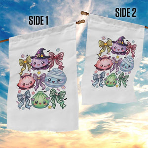 Kawaii Halloween Glitter Dumplings Coquette Bows Graphic Garden Flag Cute Spooky Witch Mummy Vampire