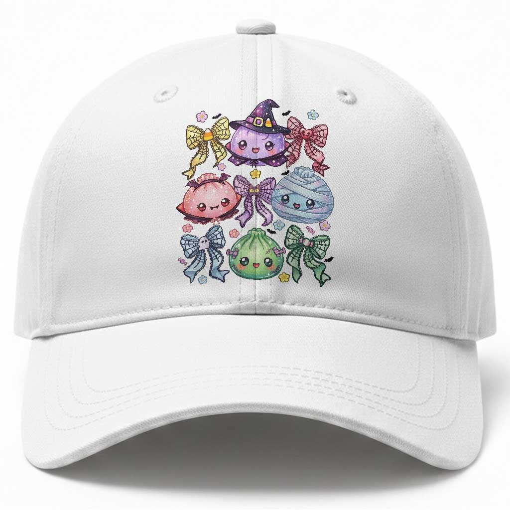 Kawaii Halloween Glitter Dumplings Coquette Bows Graphic Baseball Cap Cute Spooky Witch Mummy Vampire