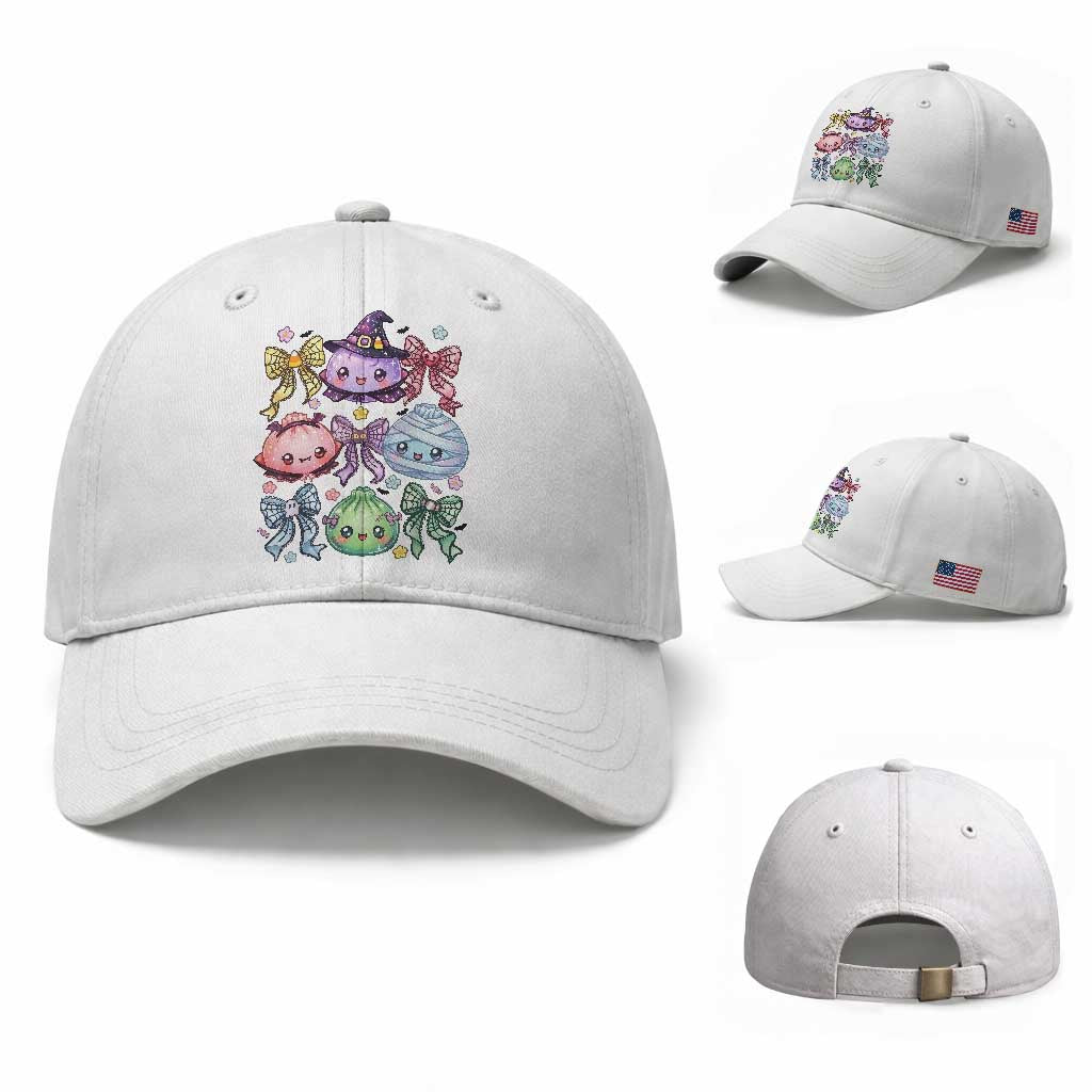 Kawaii Halloween Glitter Dumplings Coquette Bows Graphic Baseball Cap Cute Spooky Witch Mummy Vampire