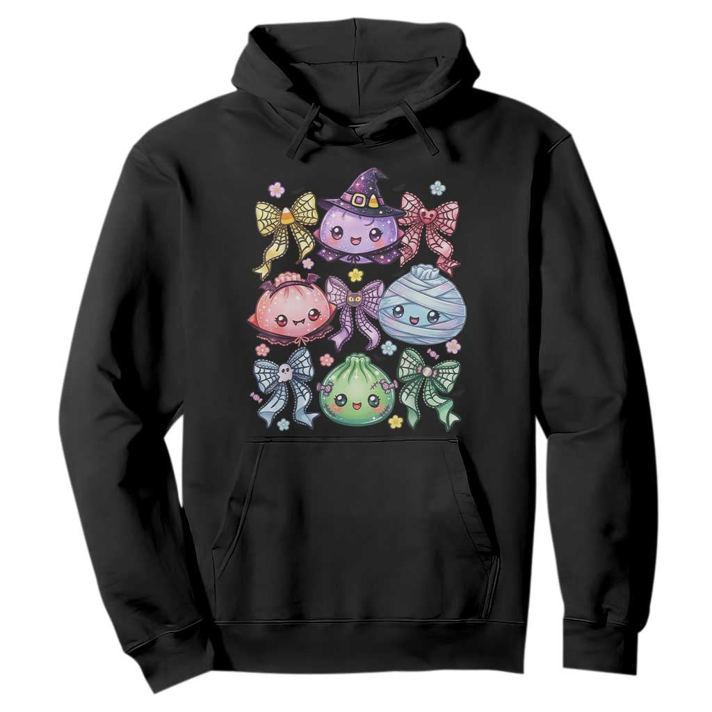 Kawaii Halloween Glitter Dumplings Coquette Bows Graphic Hoodie Cute Spooky Witch Mummy Vampire