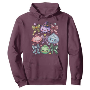 Kawaii Halloween Glitter Dumplings Coquette Bows Graphic Hoodie Cute Spooky Witch Mummy Vampire