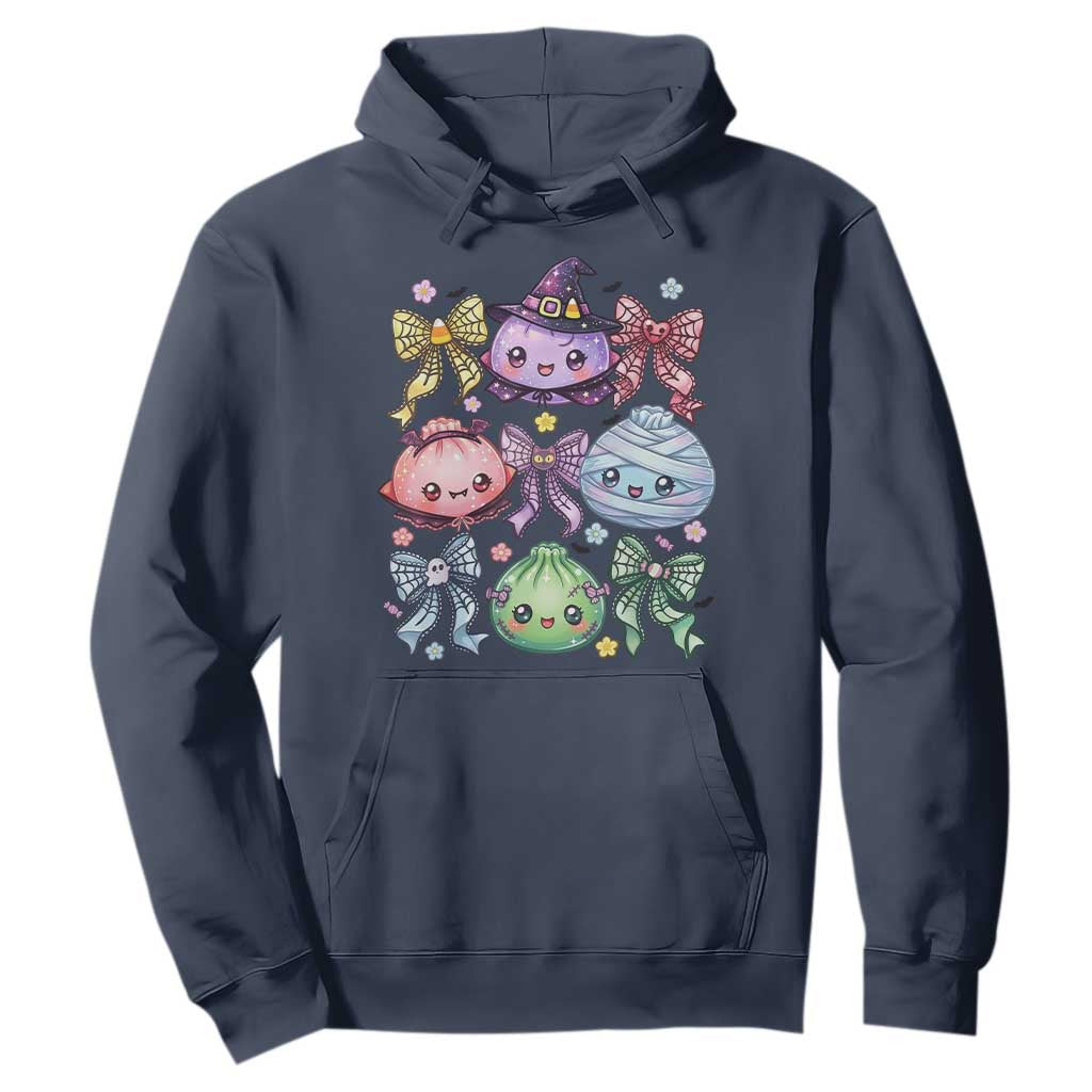 Kawaii Halloween Glitter Dumplings Coquette Bows Graphic Hoodie Cute Spooky Witch Mummy Vampire
