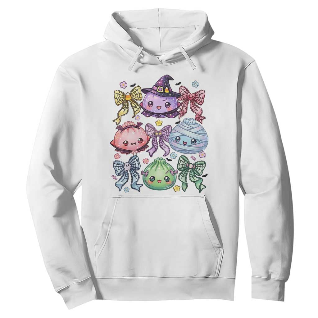 Kawaii Halloween Glitter Dumplings Coquette Bows Graphic Hoodie Cute Spooky Witch Mummy Vampire