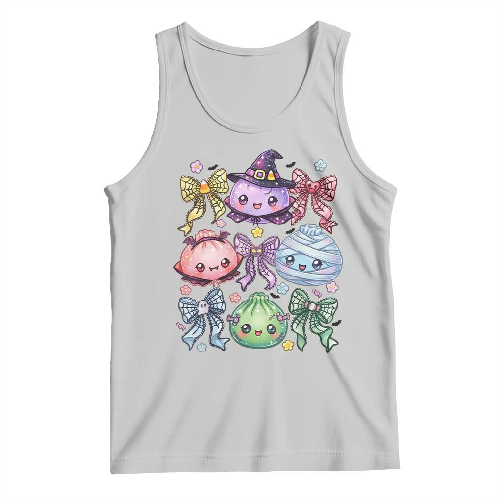 Kawaii Halloween Glitter Dumplings Coquette Bows Graphic Tank Top Cute Spooky Witch Mummy Vampire