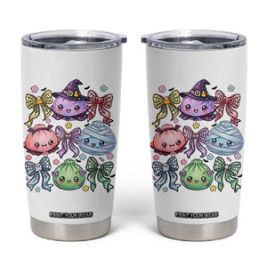 Kawaii Halloween Glitter Dumplings Coquette Bows Graphic Tumbler Cup Cute Spooky Witch Mummy Vampire