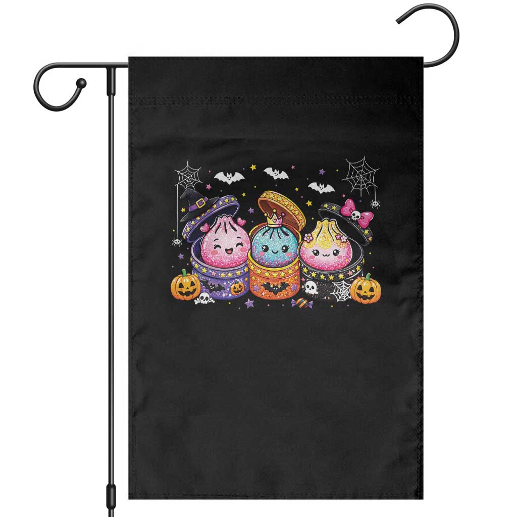 Cute Halloween Glitter Dumplings in Spooky Steamers Graphic Garden Flag Kawaii Pumpkin Bat Witch
