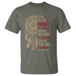 Native American T Shirt Dreamcatcher Feather Indigenous American Indian Culture TS02 Military Green Printyourwear