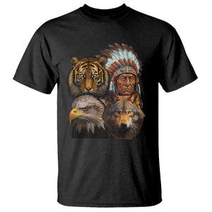 Native American T Shirt Indigenous American Indian Chief With Tiger Wolf American Eagle TS02 Black Printyourwear