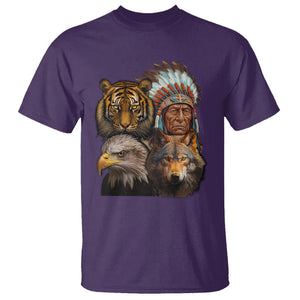 Native American T Shirt Indigenous American Indian Chief With Tiger Wolf American Eagle TS02 Purple Printyourwear