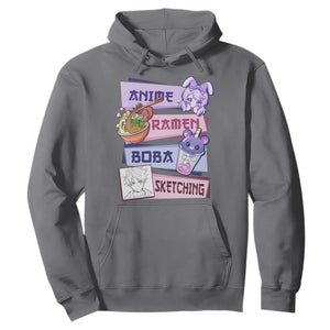 Anime Ramen Boba Sketching Hoodie Kawaii Girl Bubble Tea Otaku Manga Lover Japanese Pop Culture TS02 Charcoal Print Your Wear