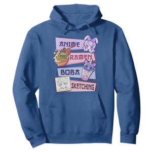 Anime Ramen Boba Sketching Hoodie Kawaii Girl Bubble Tea Otaku Manga Lover Japanese Pop Culture TS02 Royal Blue Print Your Wear