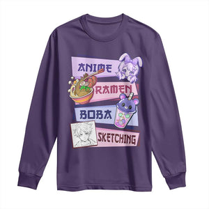 Anime Ramen Boba Sketching Long Sleeve Shirt Kawaii Girl Bubble Tea Otaku Manga Lover Japanese Pop Culture TS02 Purple Print Your Wear