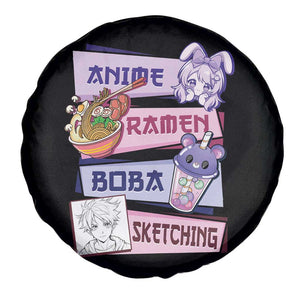 Anime Ramen Boba Sketching Spare Tire Cover Kawaii Girl Bubble Tea Otaku Manga Lover Japanese Pop Culture TS02 Print Your Wear