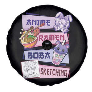 Anime Ramen Boba Sketching Spare Tire Cover Kawaii Girl Bubble Tea Otaku Manga Lover Japanese Pop Culture TS02 Print Your Wear