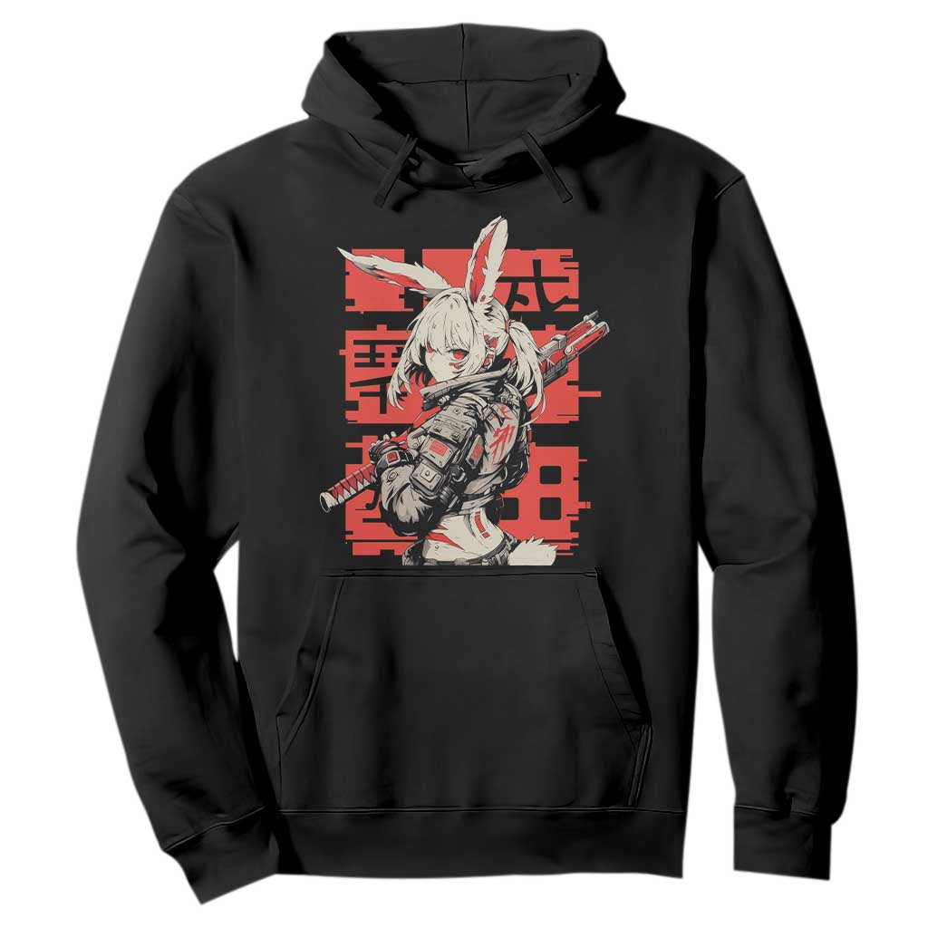 Anime Manga Cyberpunk Hoodie Techwear Harajuku Style Bunny Girl TS02 Black Print Your Wear