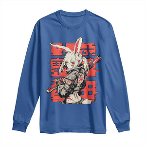 Anime Manga Cyberpunk Long Sleeve Shirt Techwear Harajuku Style Bunny Girl TS02 Royal Blue Print Your Wear