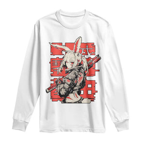 Anime Manga Cyberpunk Long Sleeve Shirt Techwear Harajuku Style Bunny Girl TS02 White Print Your Wear