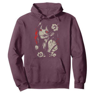 Horror Anime Manga Hoodie Japanese Creepy Kawaii Goth Otaku TS02 Maroon Print Your Wear