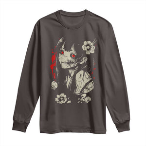 Horror Anime Manga Long Sleeve Shirt Japanese Creepy Kawaii Goth Otaku TS02 Dark Chocolate Print Your Wear