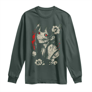 Horror Anime Manga Long Sleeve Shirt Japanese Creepy Kawaii Goth Otaku TS02 Dark Forest Green Print Your Wear