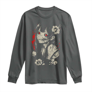 Horror Anime Manga Long Sleeve Shirt Japanese Creepy Kawaii Goth Otaku TS02 Dark Heather Print Your Wear