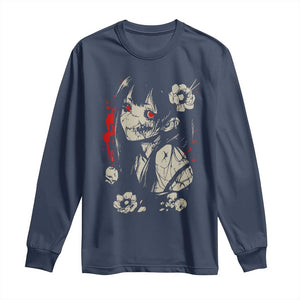 Horror Anime Manga Long Sleeve Shirt Japanese Creepy Kawaii Goth Otaku TS02 Navy Print Your Wear