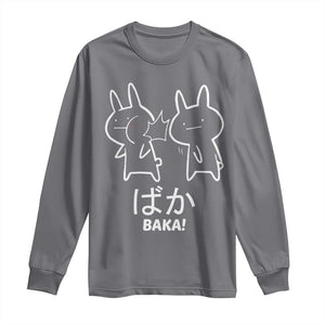 Funny Japanese Baka Long Sleeve Shirt Foolish Humorous Dumb Sarcasm Anime Manga Otaku TS02 Charcoal Print Your Wear